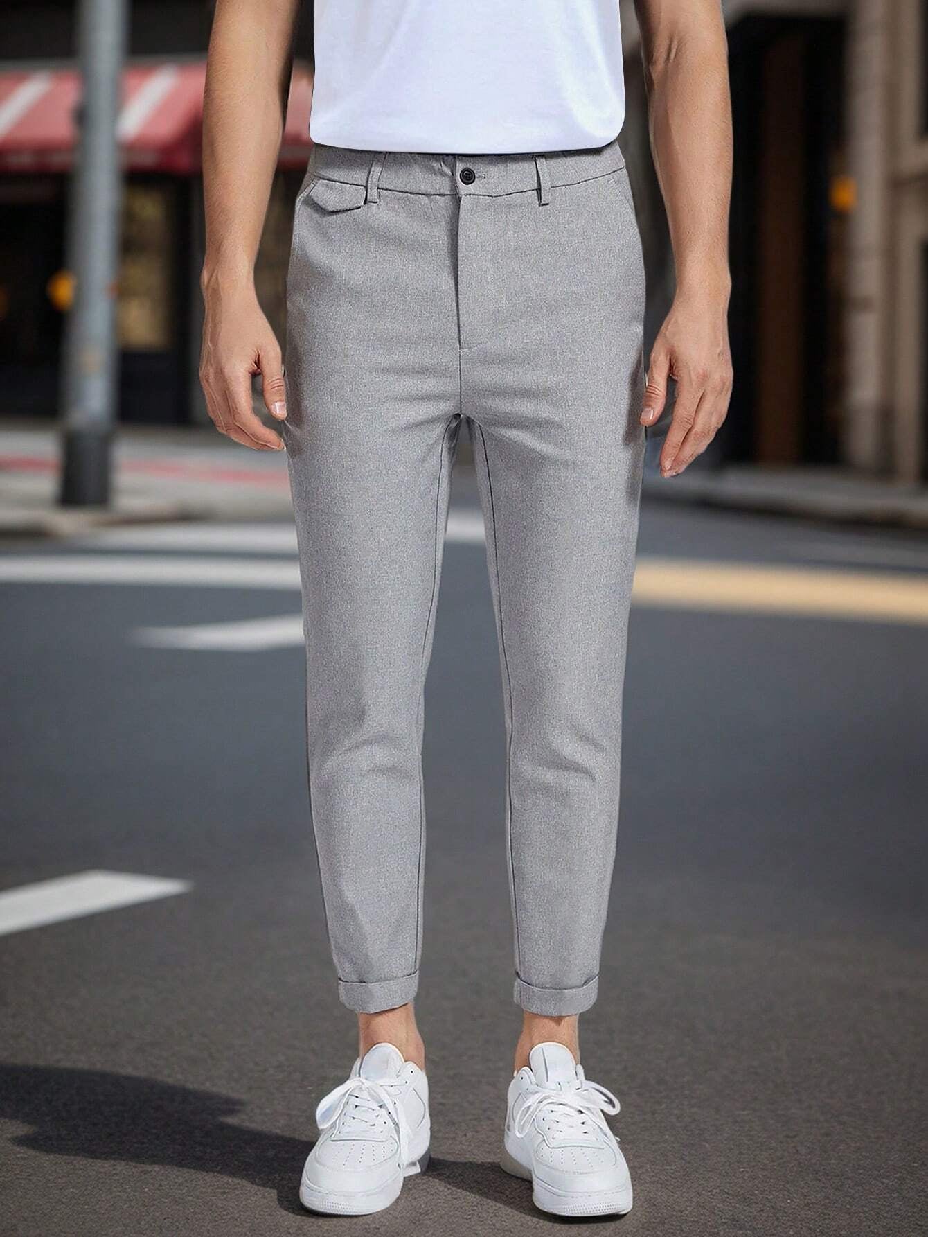 Manfinity Mode Men Solid Zipper Fly Pants