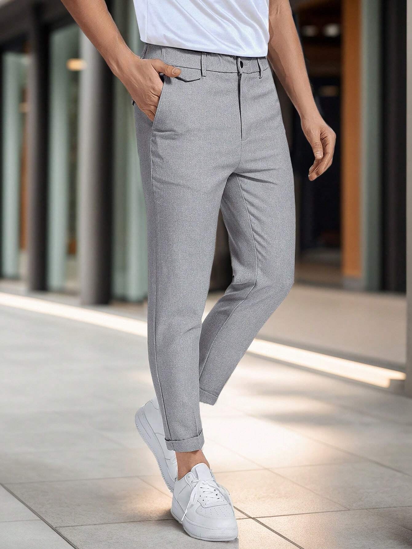 Manfinity Mode Men Solid Zipper Fly Pants