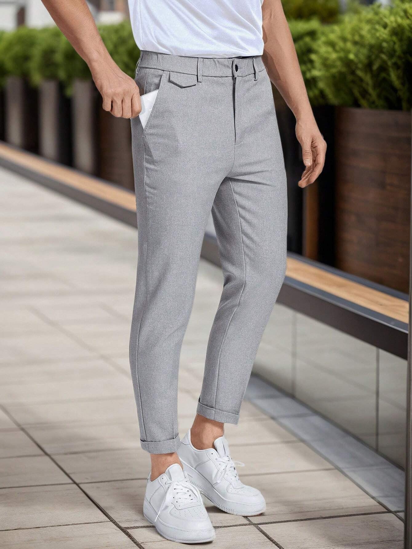 Manfinity Mode Men Solid Zipper Fly Pants
