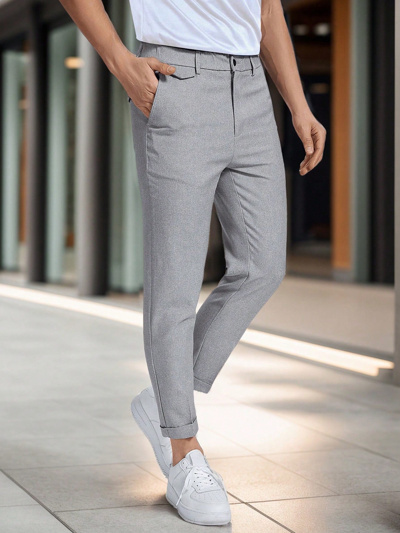 Manfinity Mode Men Solid Zipper Fly Pants