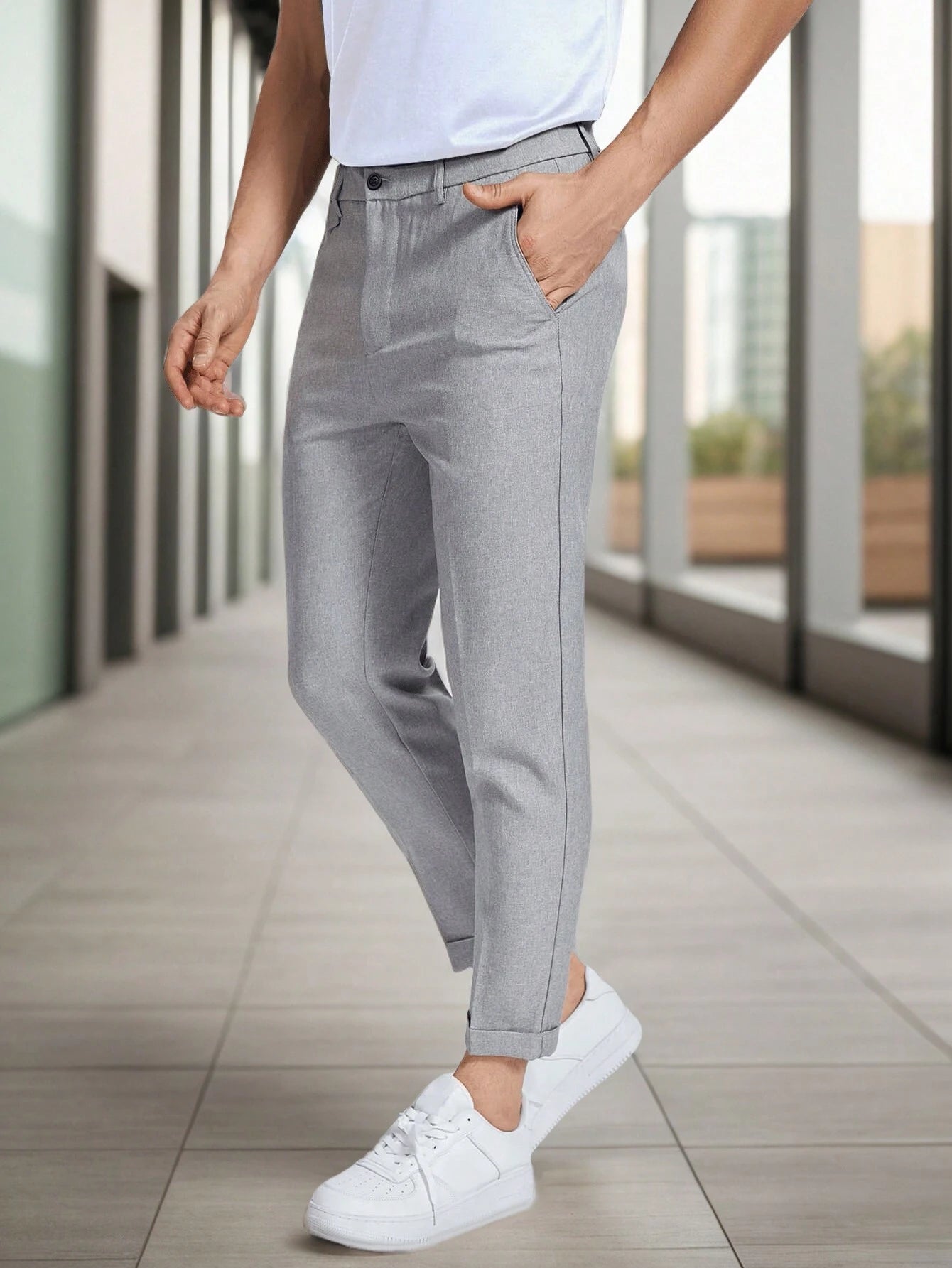 Manfinity Mode Men Solid Zipper Fly Pants