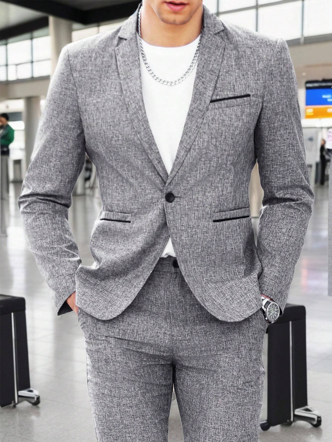 Manfinity Mode Men Single Button Blazer & Pants