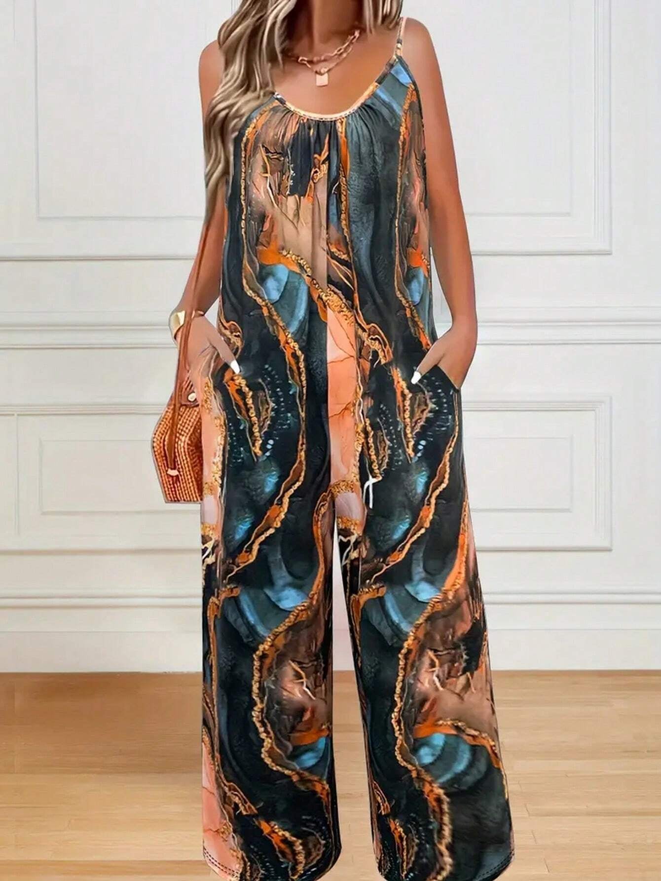 SHEIN plus Size Leopard Print Sleeveless Jumpsuit